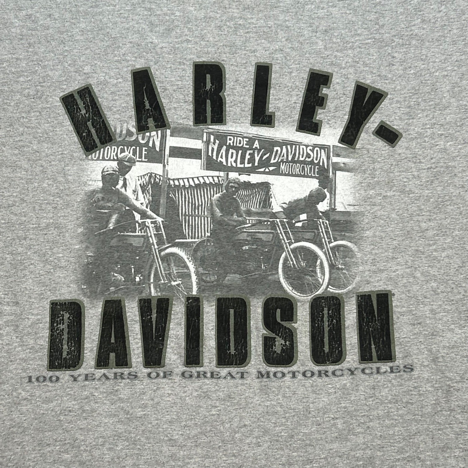 Harley Davidson Shirt Sz M Mens Gray Biker 100th Anniversary Graphic Made in USA