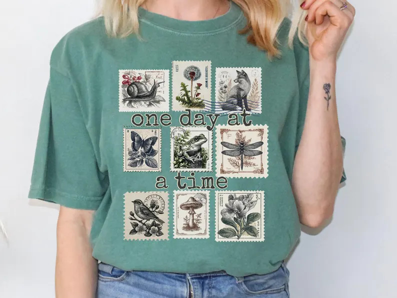 One Day At Time Comfort Tee Vintage Style Shirt Inspirational Gift Top