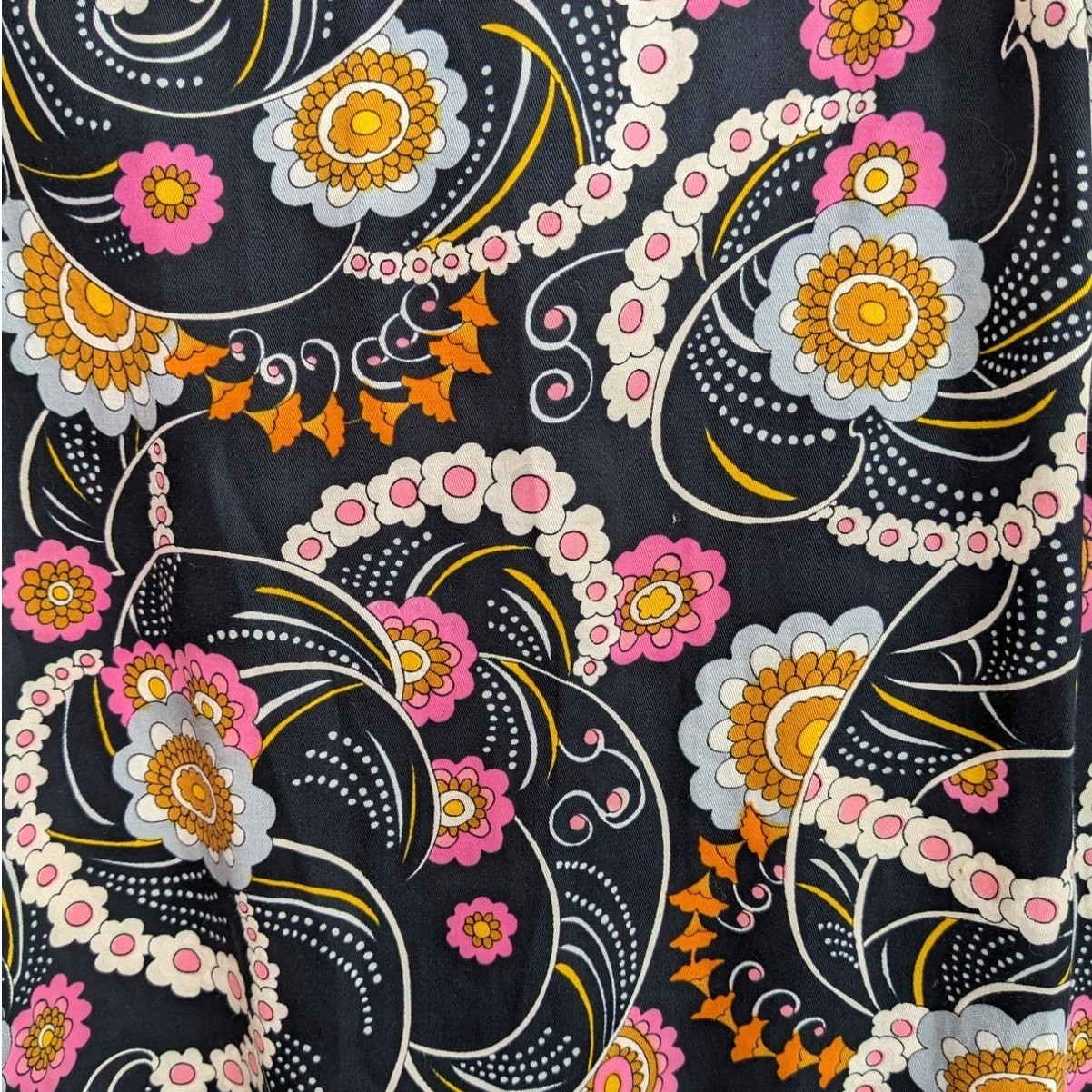 SALE! DIAMOND TEA GOWN Loungewear Maxi Dress Vintage 1970’s Psychedelic Floral