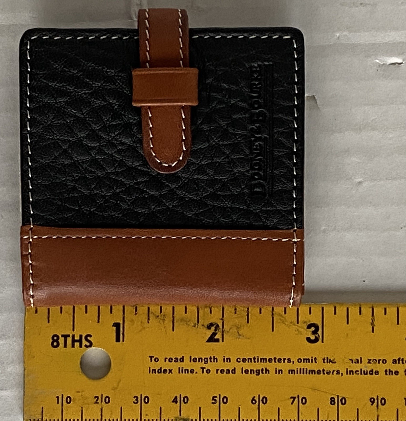 RARE Dooney & Bourke Compact Mirror Case Black Brown Leather 2.75” X 2.75” NEW