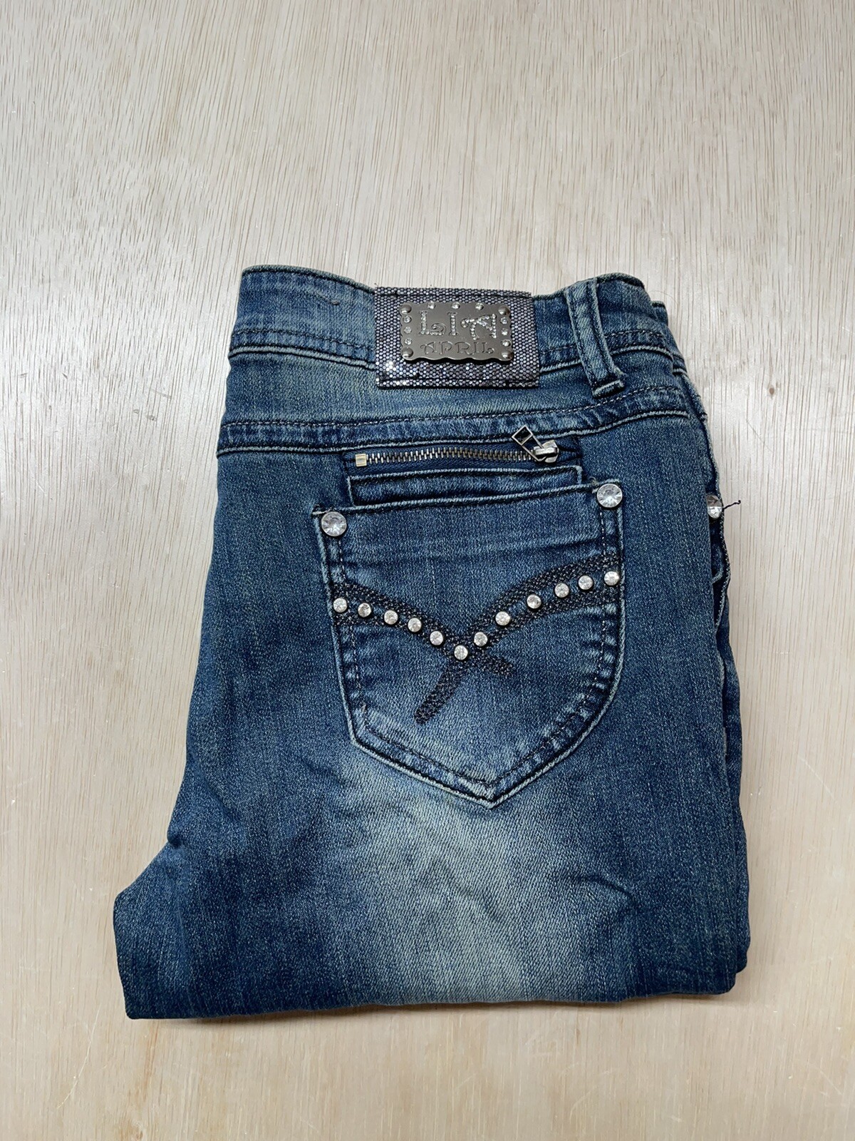 lia april Womens Skinny Leg Blue Denim Jeans Tag 11 Approx 31×30