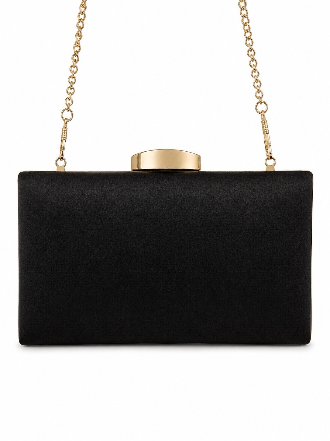 Nina Black Beaded Clutch Clasp Closure Gold Chain Strap Geometric Formal