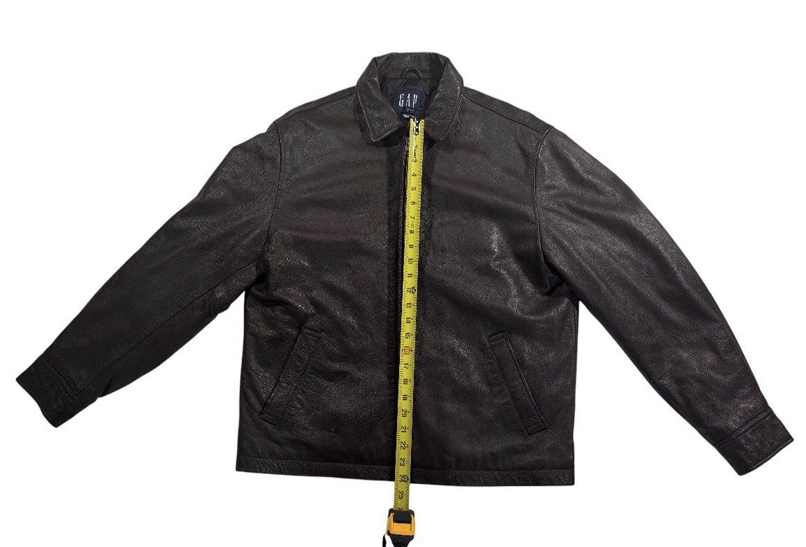 Vintage GAP Leather Jacket Men M Brown Genuine Leather Quilted Liner Y2K Mar2000
