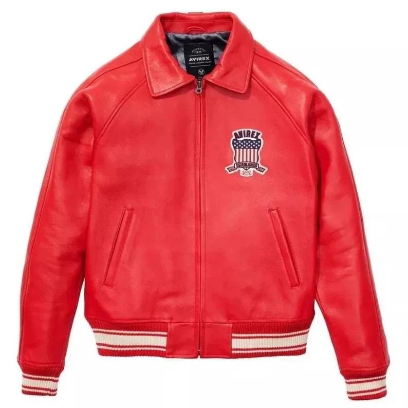 New Men Avirex Genuin Leather Bomber Jacket Iconic USA Design Personalized Gift