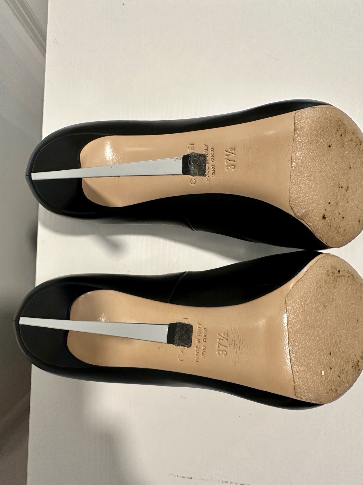 Casadei 115mm Blade Pumps Black Leather Pointed Stiletto Heel 37.5