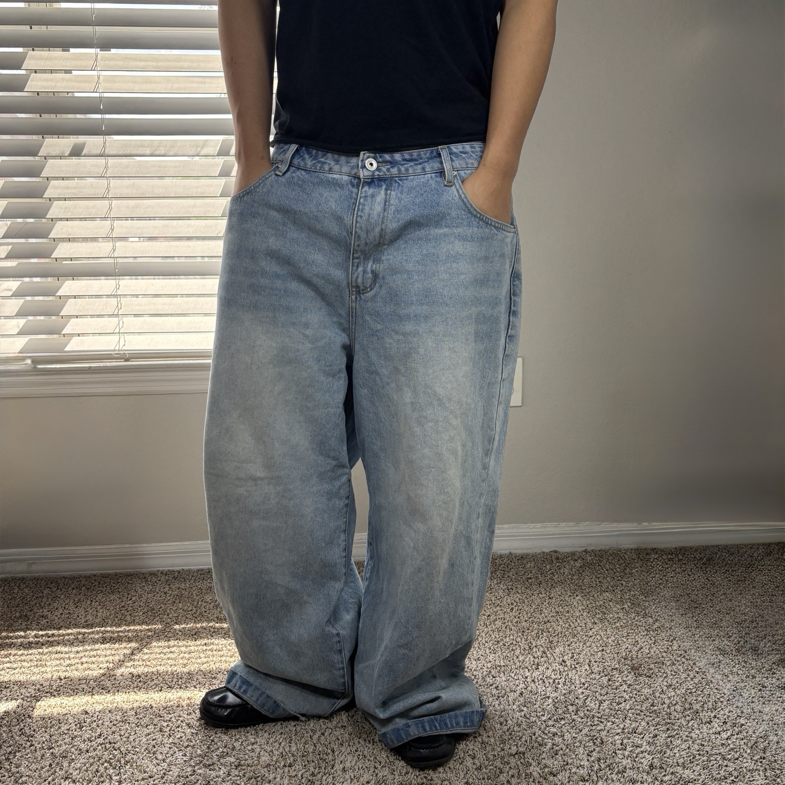 Baggy clothing.us y2k light blue wash baggy wide leg jeans Size XL
