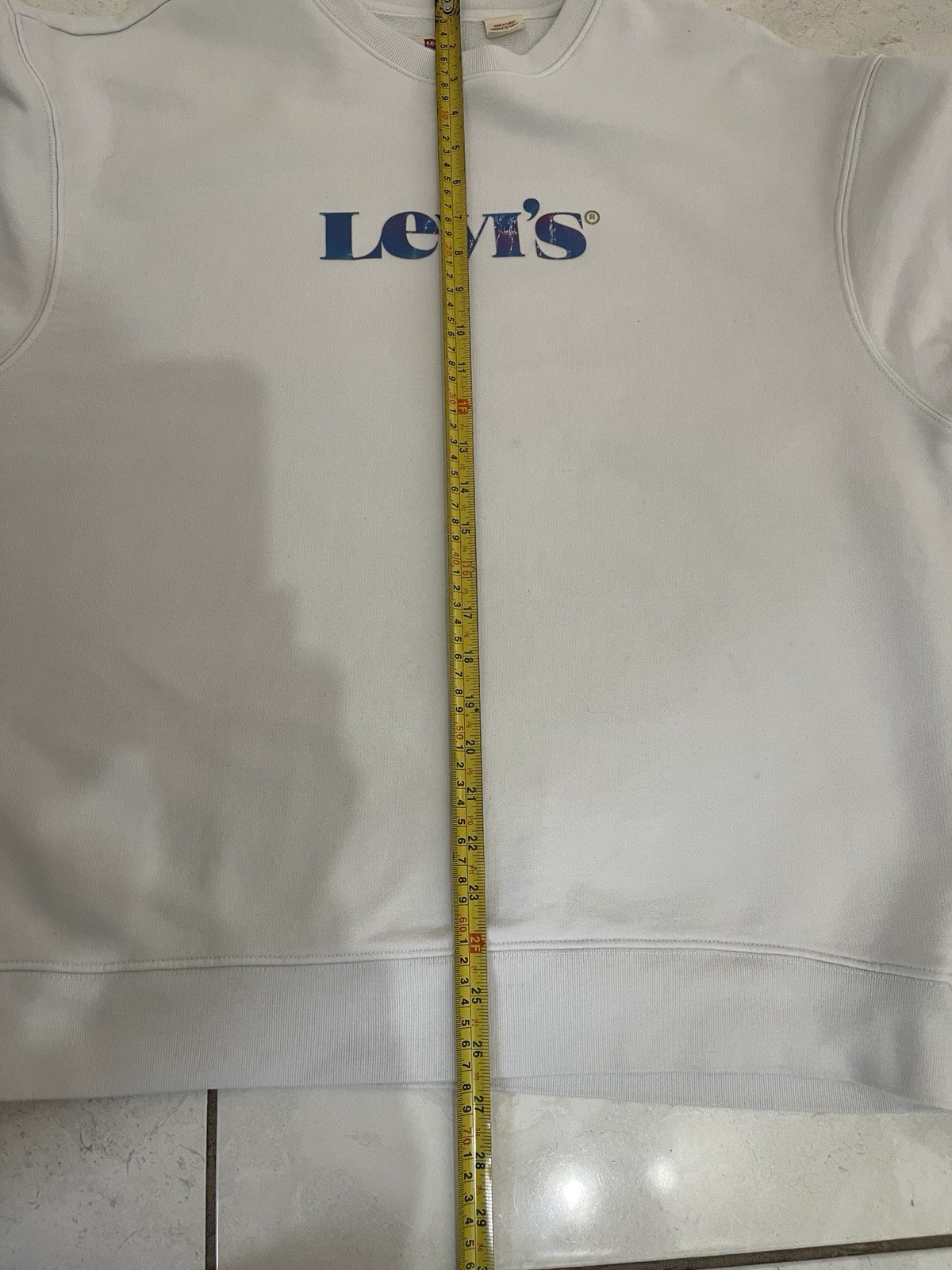 LEVI’S Womens Oversized Graphic Sweatshirt Jumper Large White Cotton