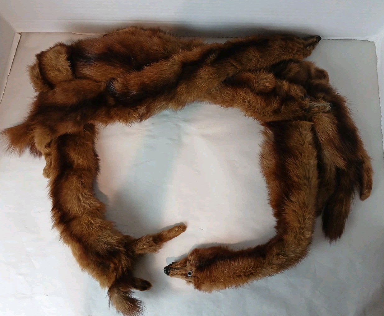 KOLINSKY 5 Pelts Boa, 40” Inches, Vintage Russian Fur Pelt Scarf
