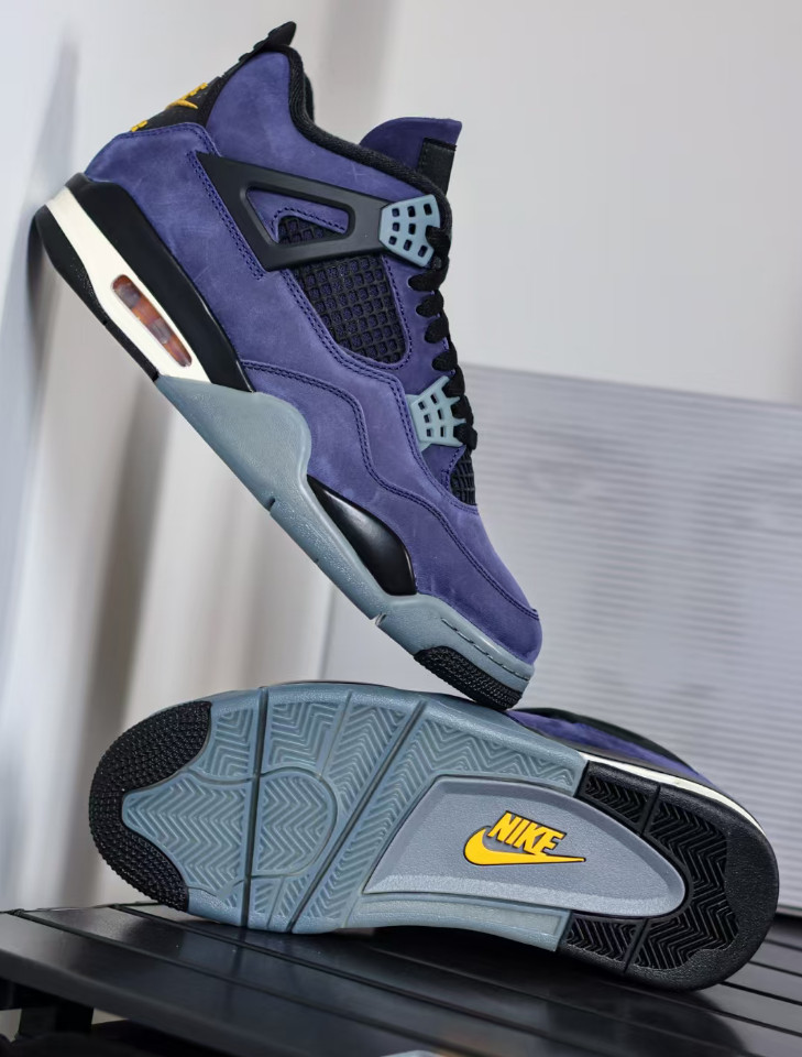 Jordan 4 “Lakers” Retro Men’s Black Basketball Shoes Mid-Top