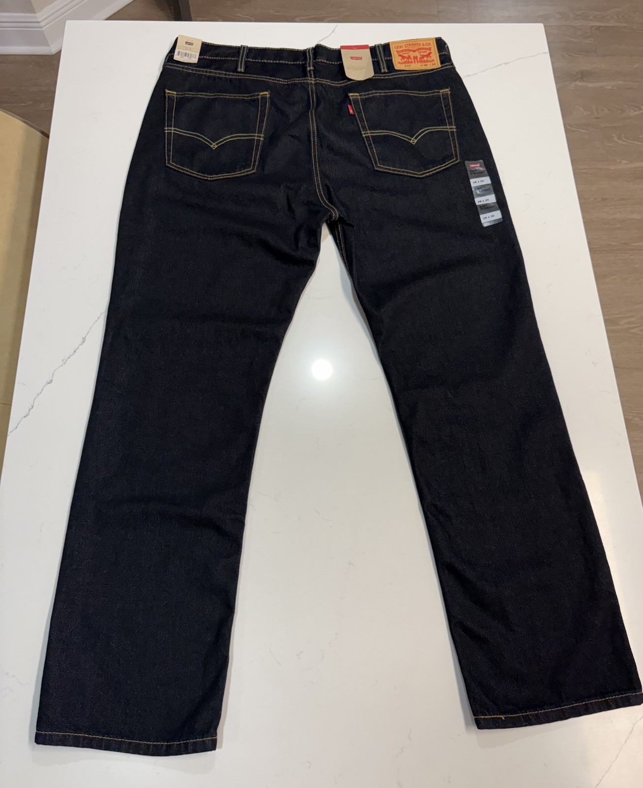 Levi’s 514 Regular Fit Zip Fly Straight Denim Jeans 38X30 Mens Dark Blue Stretch