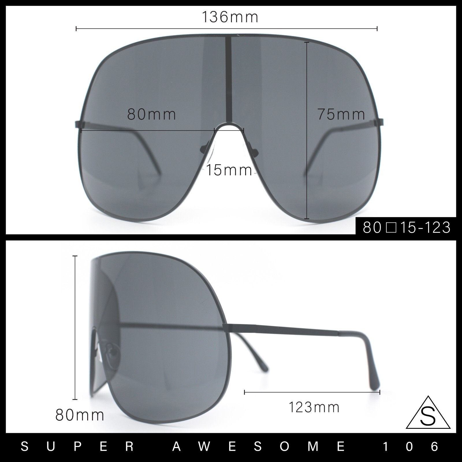 XXL Oversized Metal Rim Curved Monolens Shield Racer Sunglasses