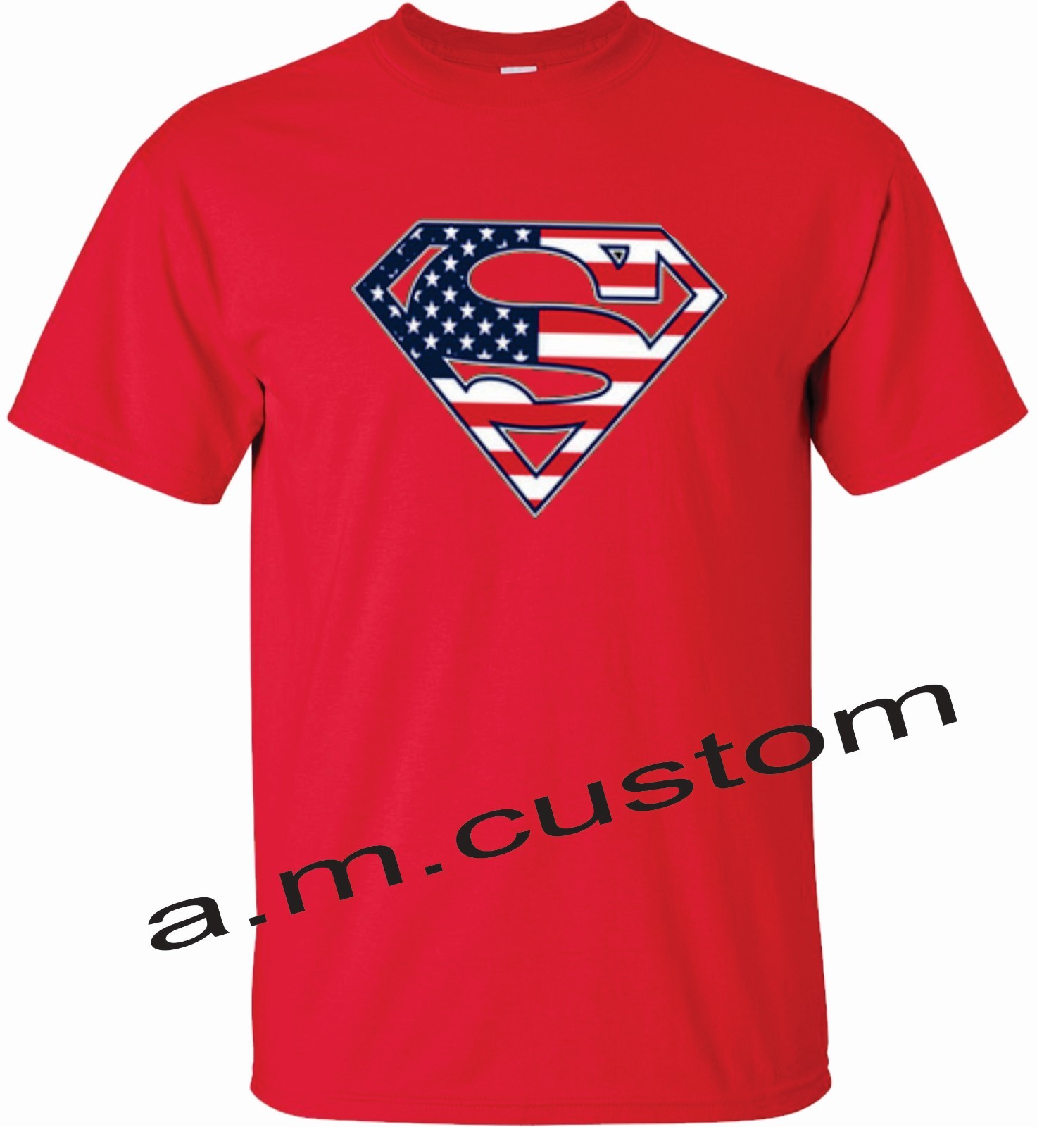 Superman American Flag Shirt Crew Neck, S-4xl