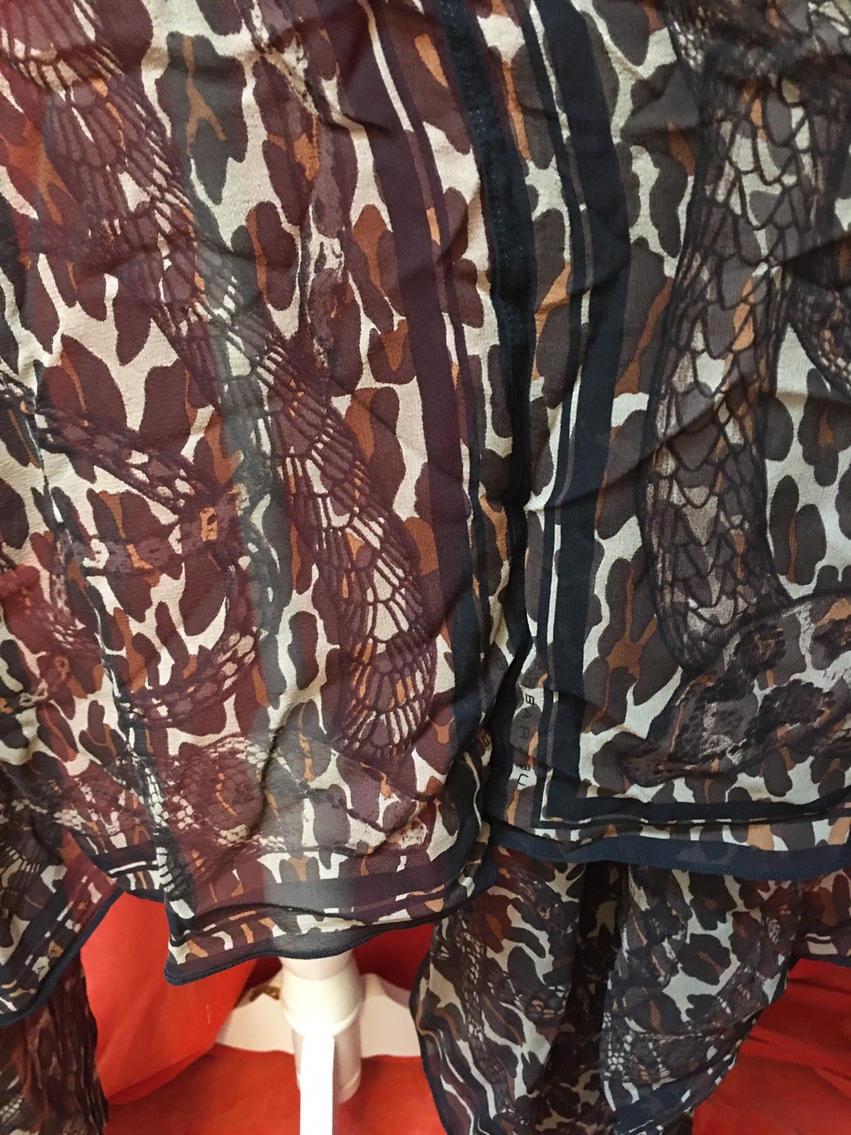Barbara Bui silk oversized wrap scarf rectangle brow leopard and snake print