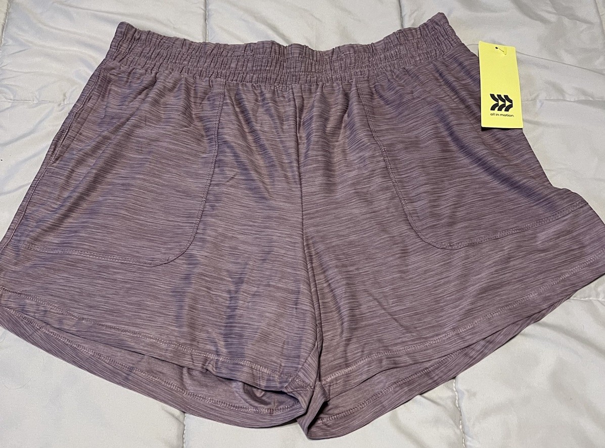All in Motion Womens Medium Active High Rise Shorts Lavender Heather