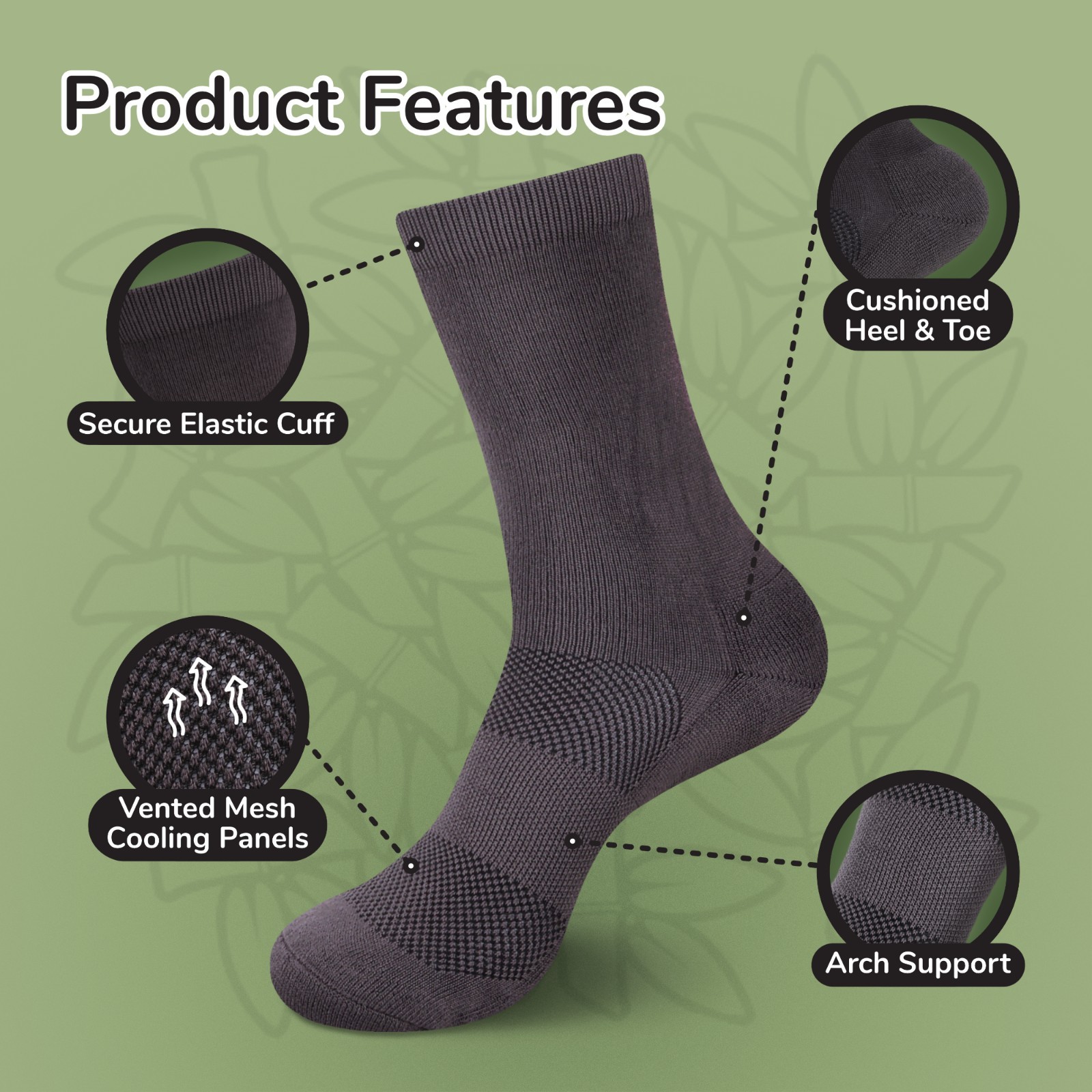 BambooMN Unisex Athletic Supported Rayon from Bamboo Crew Socks – 4 Pairs