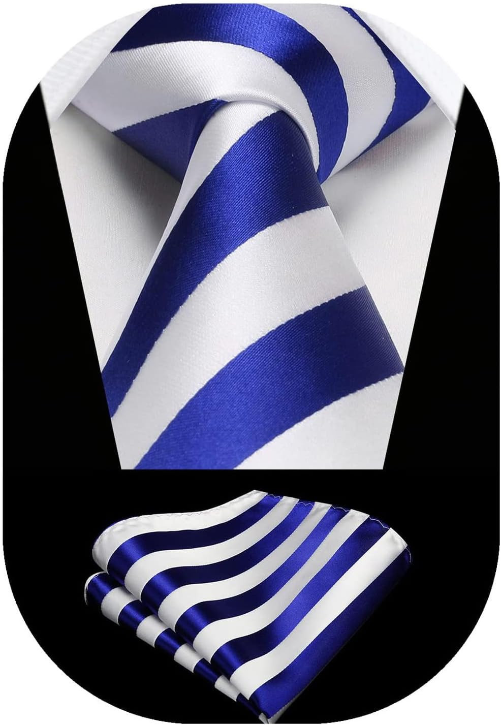 Stripe Tie Mens Ties with Pocket Square Set Classic 3.4” Silk Formal Necktie Ha