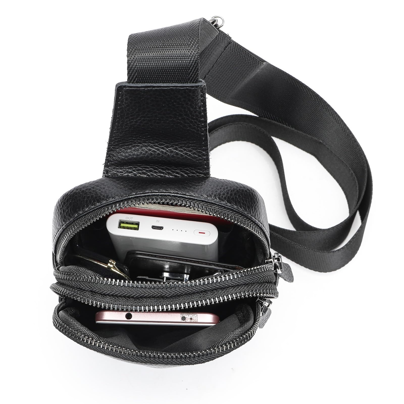 MASIWEI Genuine Leather Sling Bag for Men Crossbody Purse