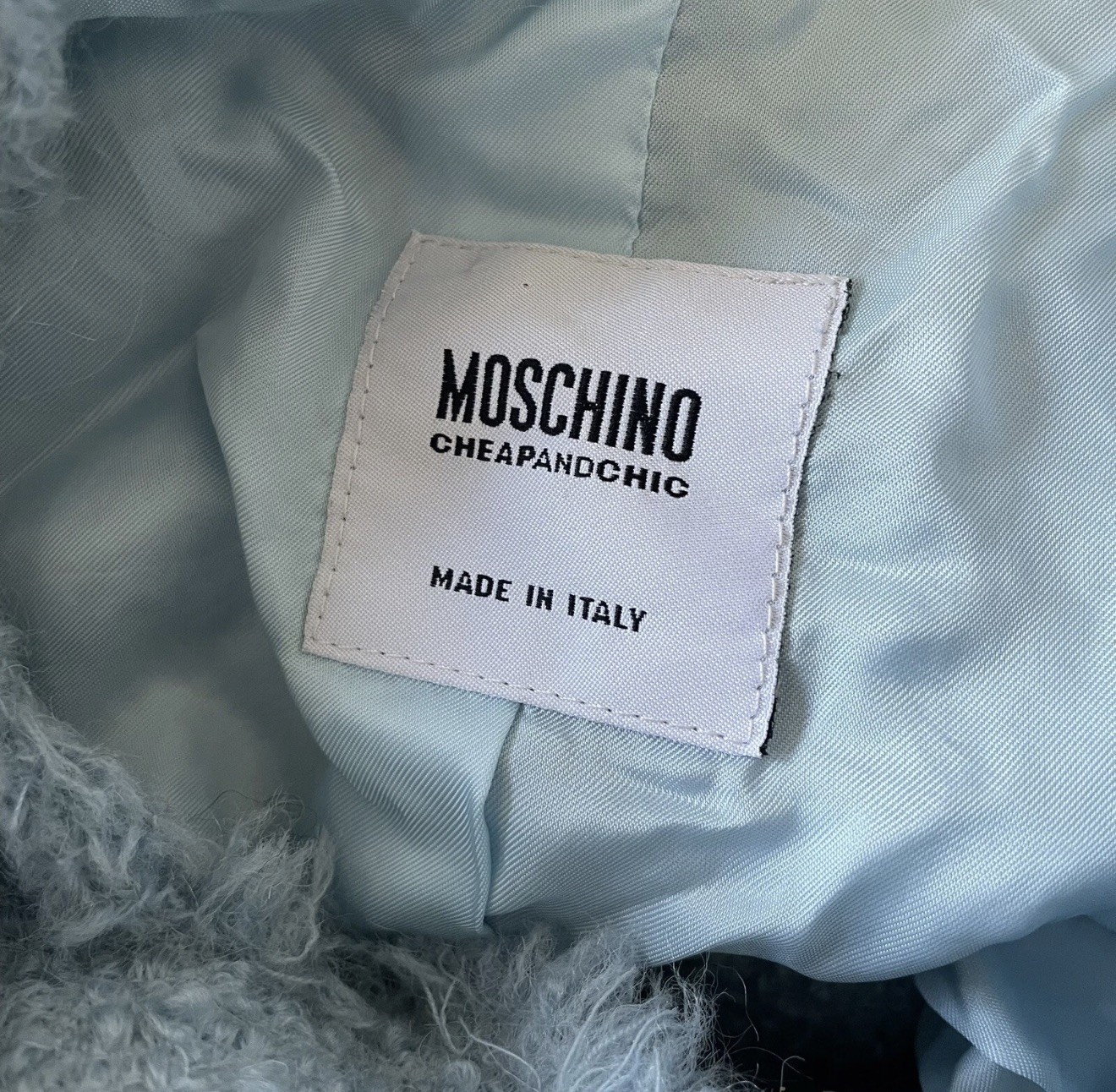 Moschino Blue Virgin Wool Tweed Bead Embellished Lapel Evening Jacket Blazer 4
