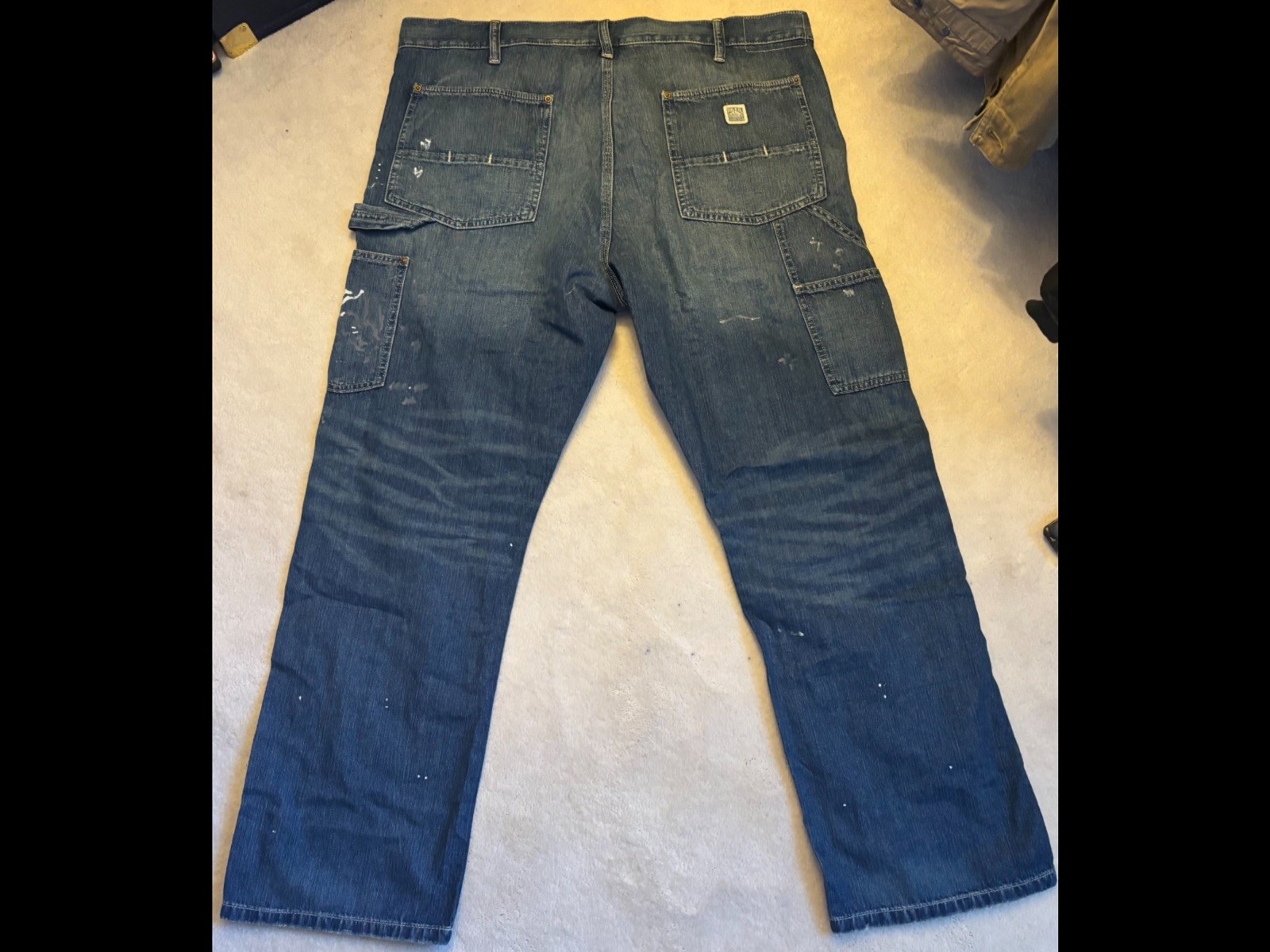 Polo Ralph Lauren Carpenter Utility Paint Splatter Double Knee Denim Jeans 38×30