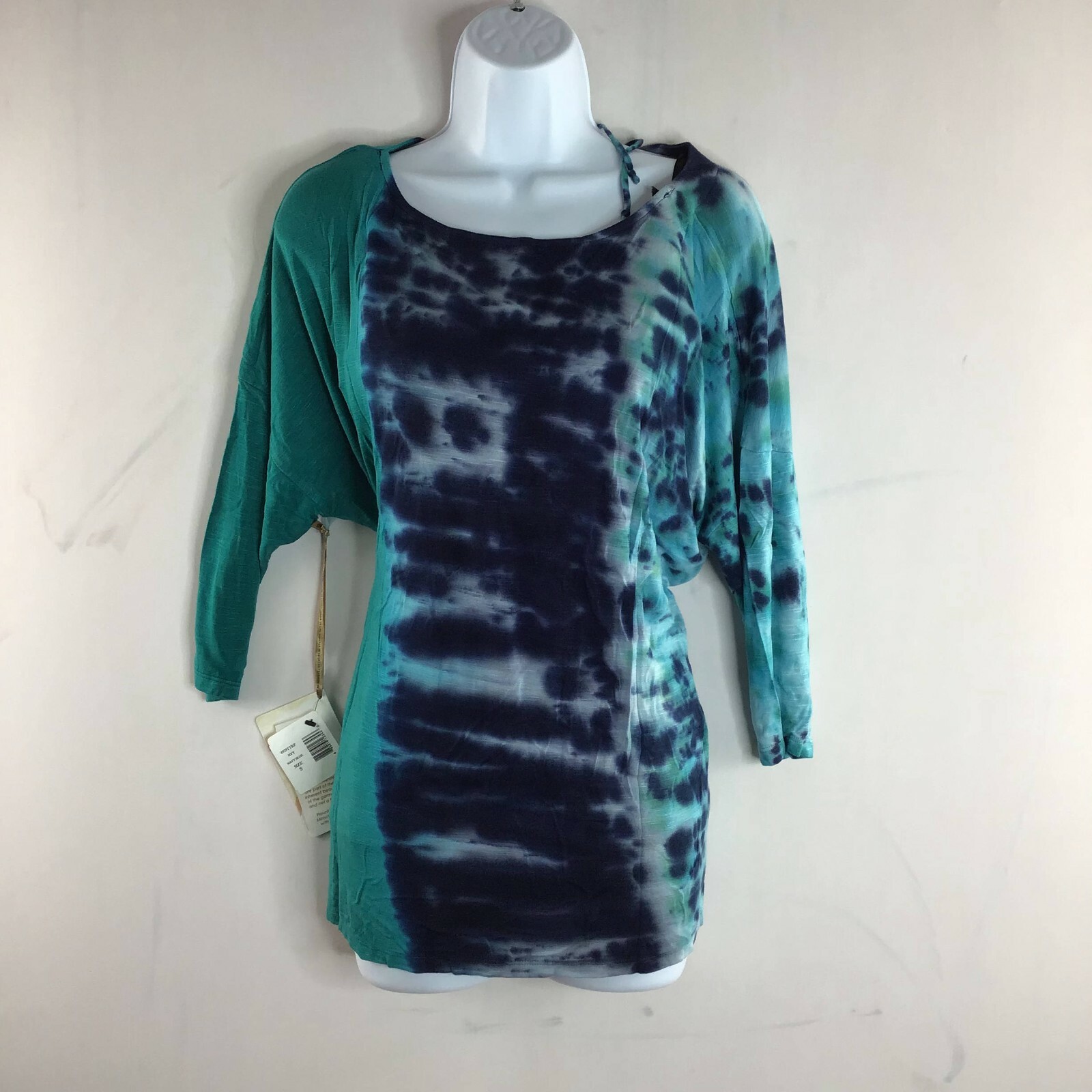 Miracle Body Women’s 2 Piece Set Top Navy Blue Tie Dye Style 4929TTRP Size Small
