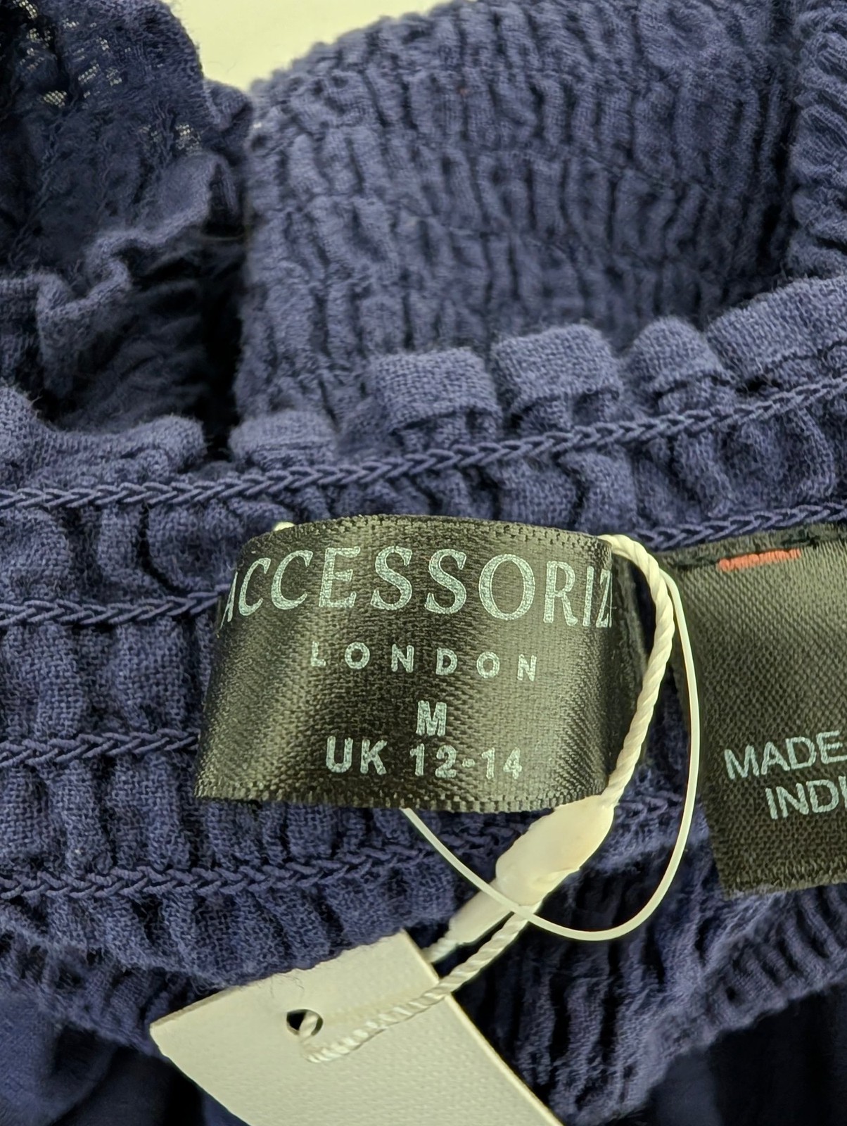 Accessorize 100% Cotton Midi Dress Purple/Navy Stretch Summer Holiday M UK 12-14