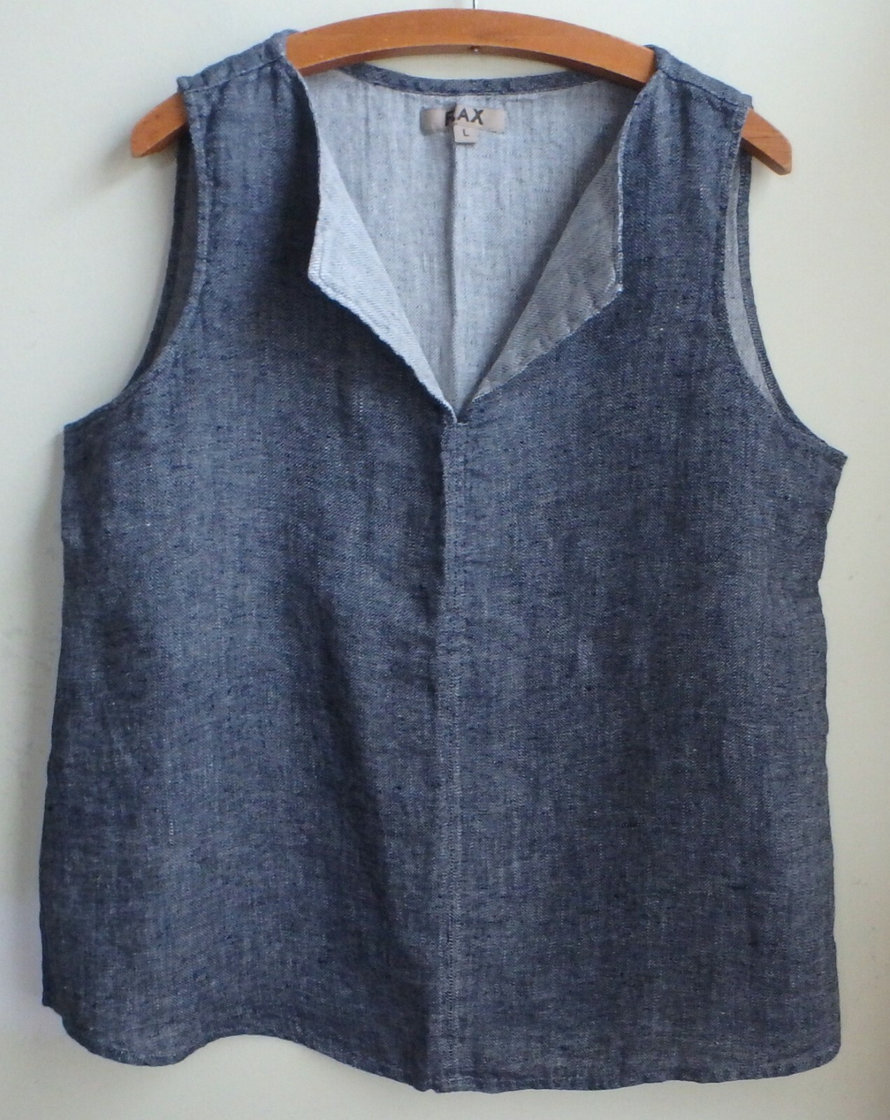 FLAX Designs Linen Tank L NWOT Collared Tank MIDNIGHT MELANGE
