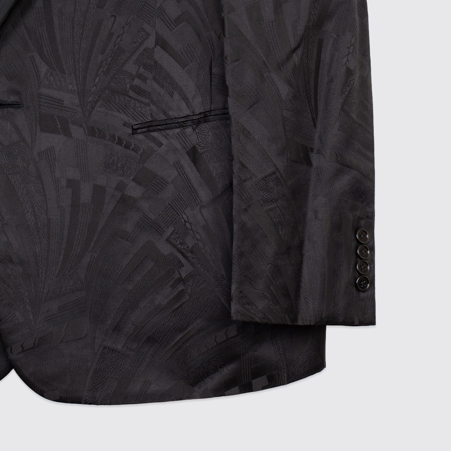Ralph Lauren Purple Label Silk Dinner Jacket Black Tonal Jacquard Peak Lapel