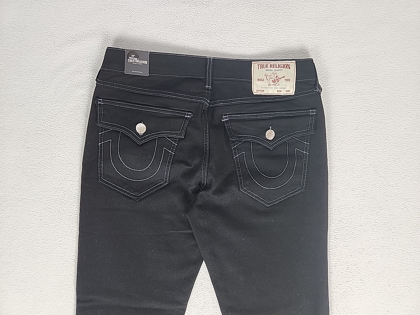True Religion Ricky Relaxed Straight Denim Jeans 32X30 Men’s Black Flap Stretch