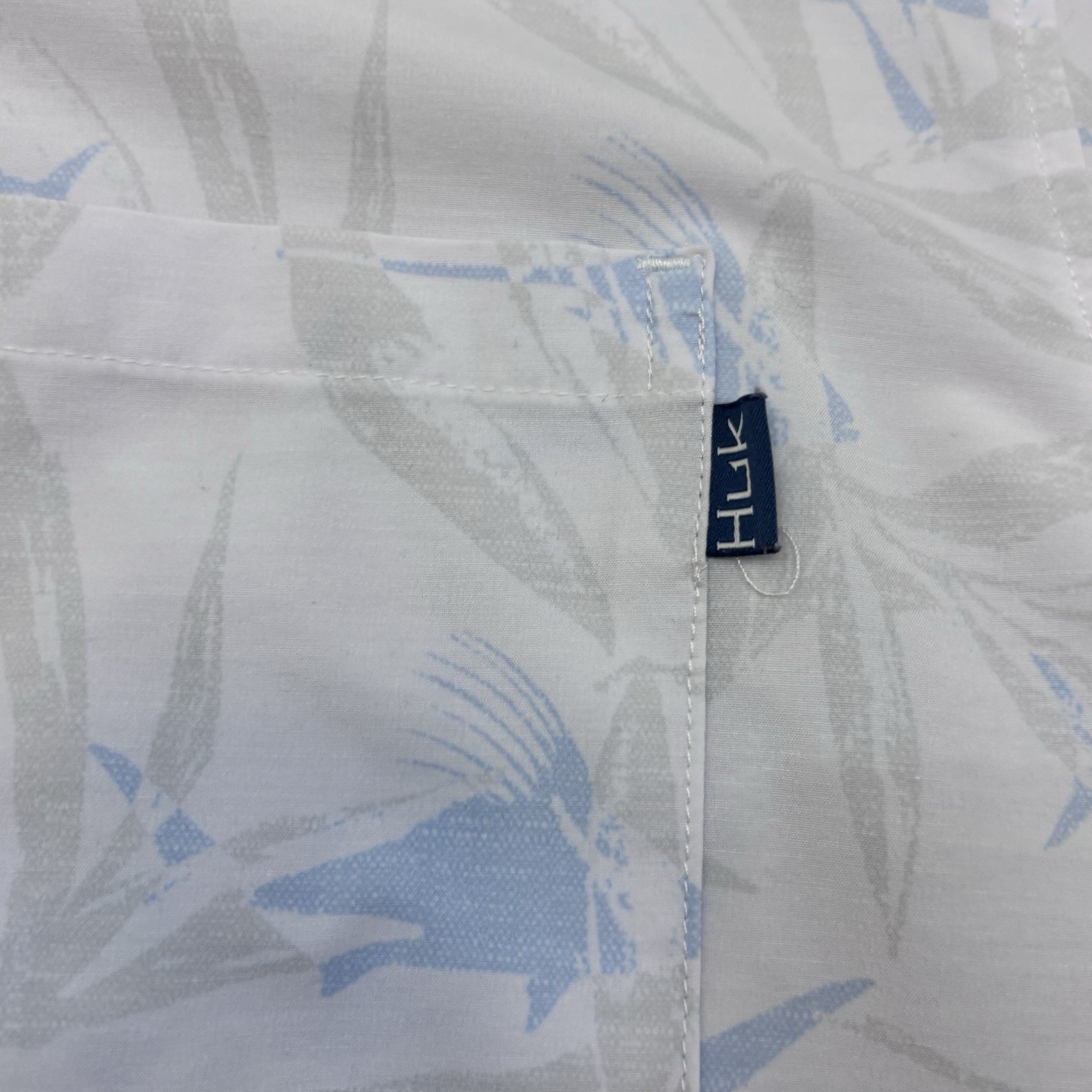 Mens Huk Fishing Button Down Shirt L Fish Print Stretch Performance Casual