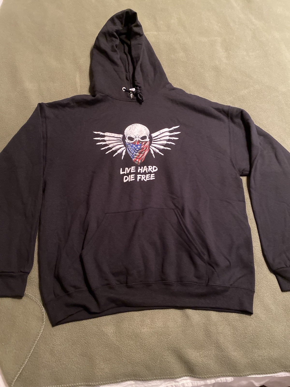 USA Live Hard Die Free Skull Hoodie Men’s XL