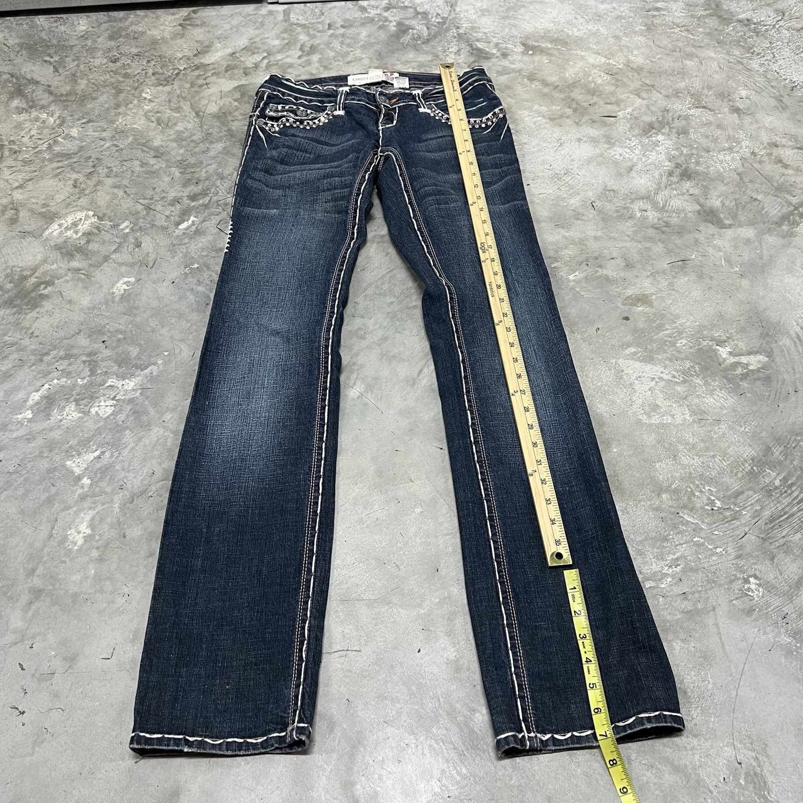 Laguna Beach Embellished Bling Straight Skinny Jeans Size 30×34