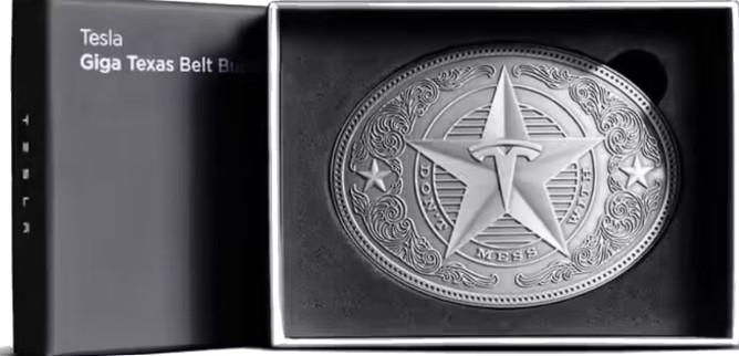 Tesla Giga Texas Silver Belt Buckle New In Box – Retail 220