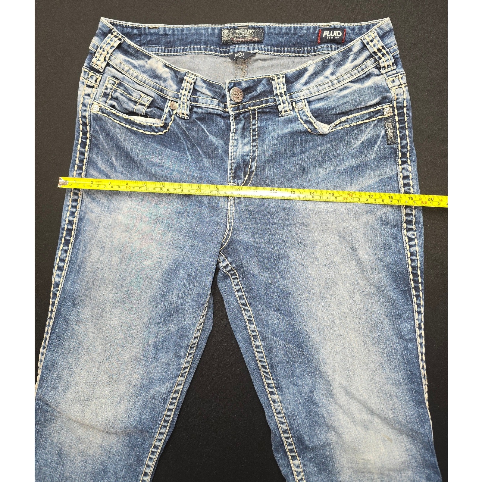 Silver Suki Capri Jeans Womens 30×21 Blue Bootcut Cropped Fluid Denim
