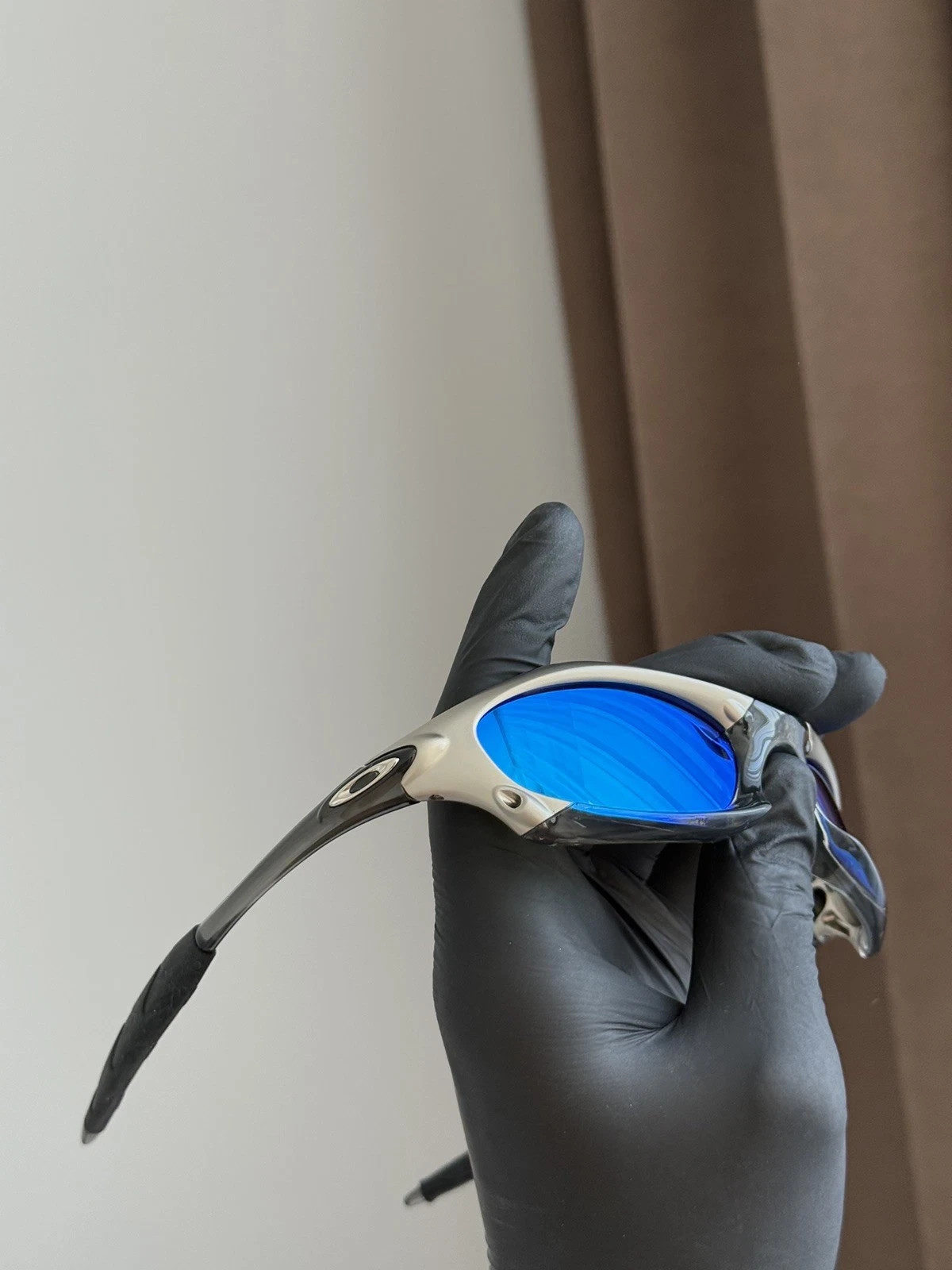 Oakley Minute Splice Redux Silver Blue Vintage Sunglasses Gorpcore USA Y2K