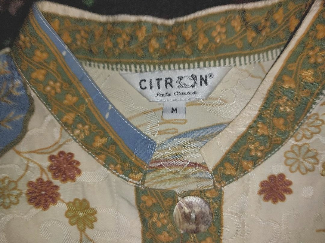 Moving Sale! Citron Santa Monica Silk Birds Floral Open Front Tunic Top Kimono M
