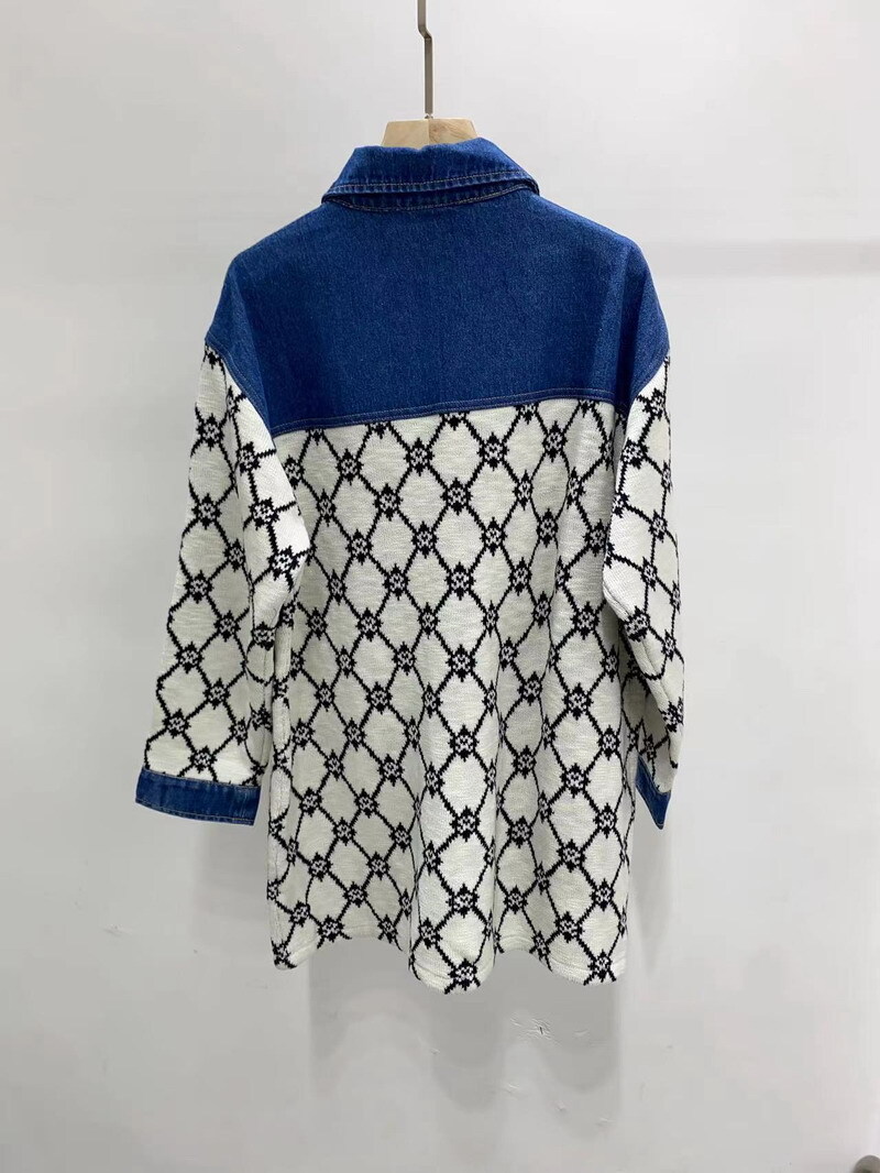 Sandro Cowboy splice Jacquard pattern letter cell knit cardigan Coats Jackets