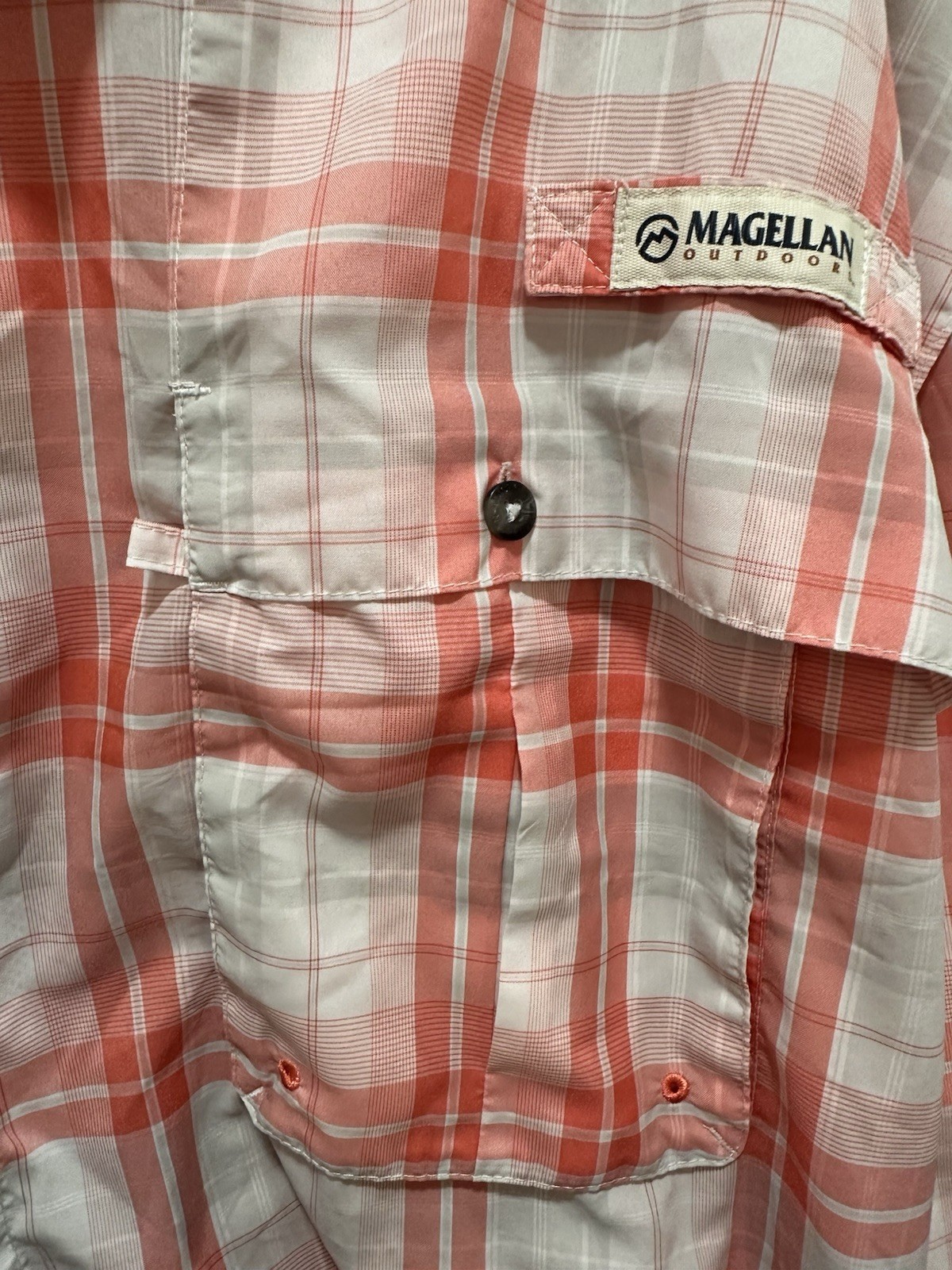Magellan Fishing Shirt Men’s 4XL Pink White Plaid Button Down Vented Quick Dry