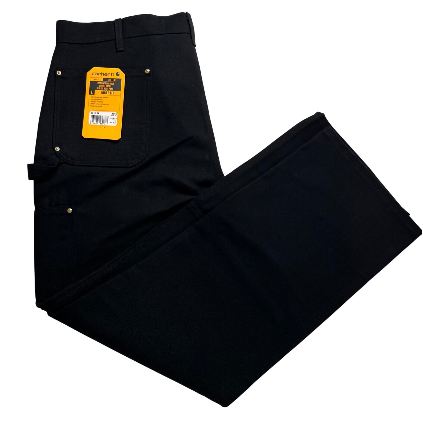 Carhartt Loose Fit Firm Duck Double-Front Knee Utility Work Pant Black 40×32 USA