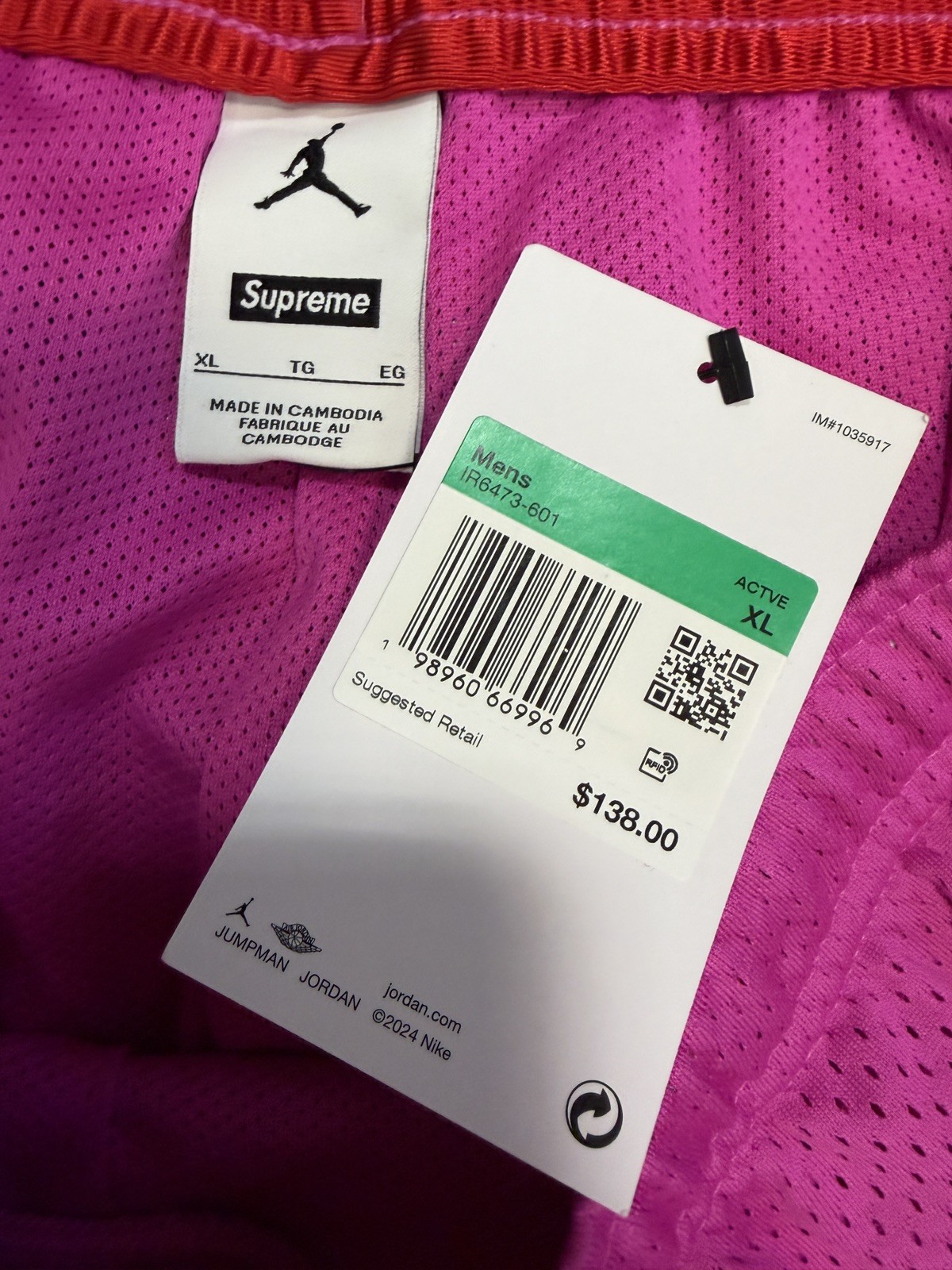 Size XL – Supreme Jordan Short (SS26) Pink