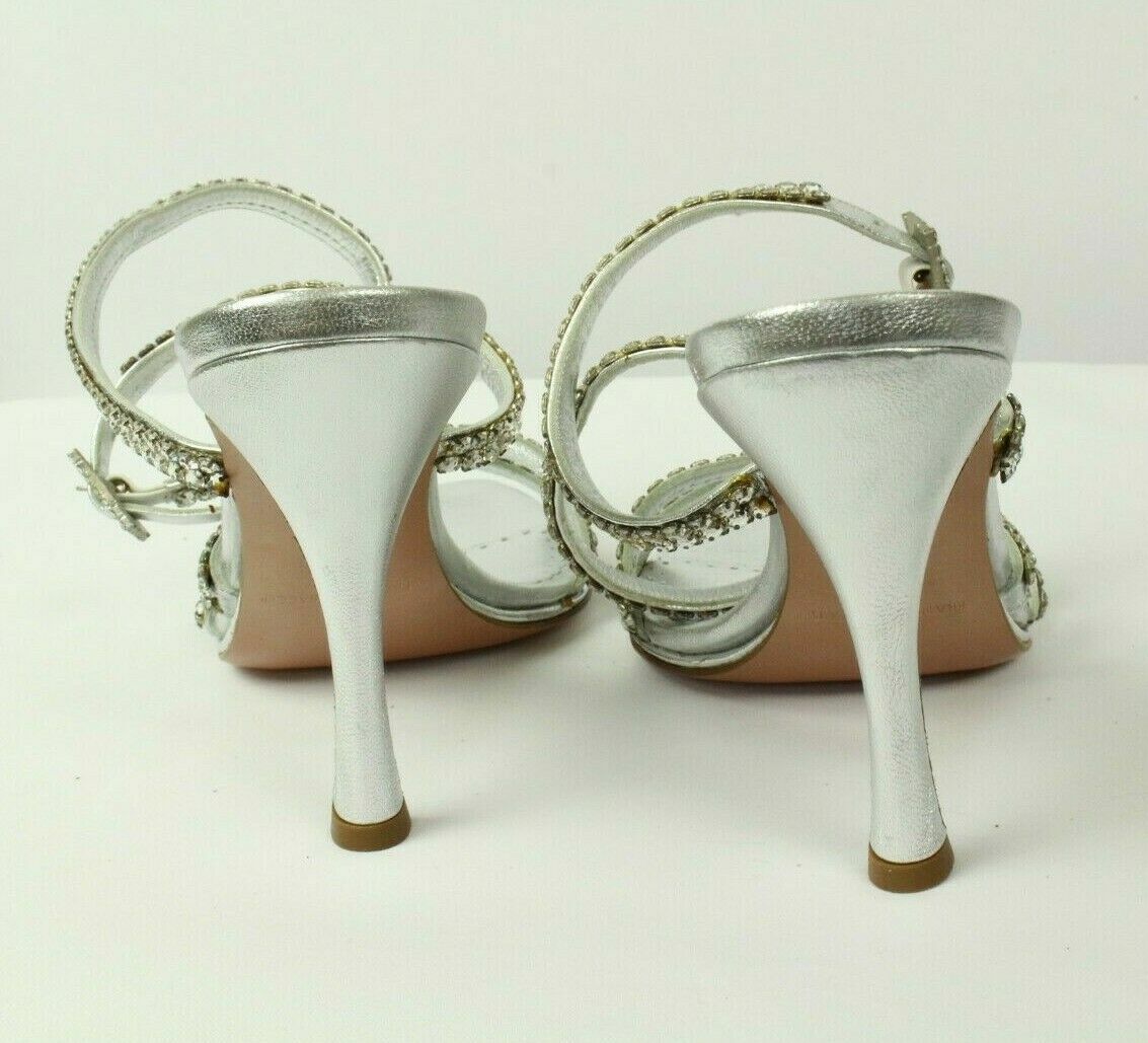 Frances cosacco Leather Silver Crystal Shoes Made In Italy Retail $719
