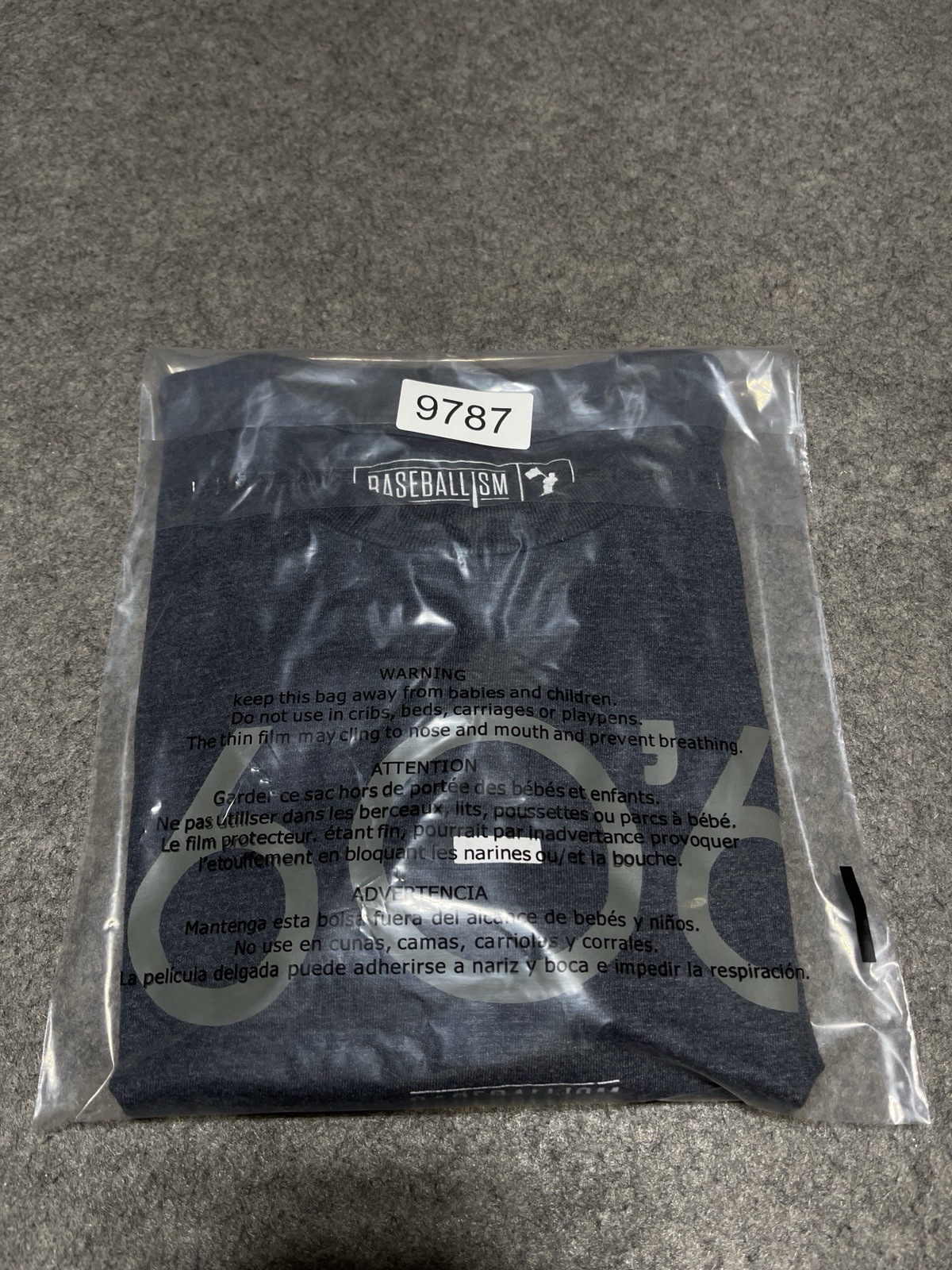 Baseballism mound to home plate Blue Gray 60 foot 6 inches 60’6″ Large Shirt