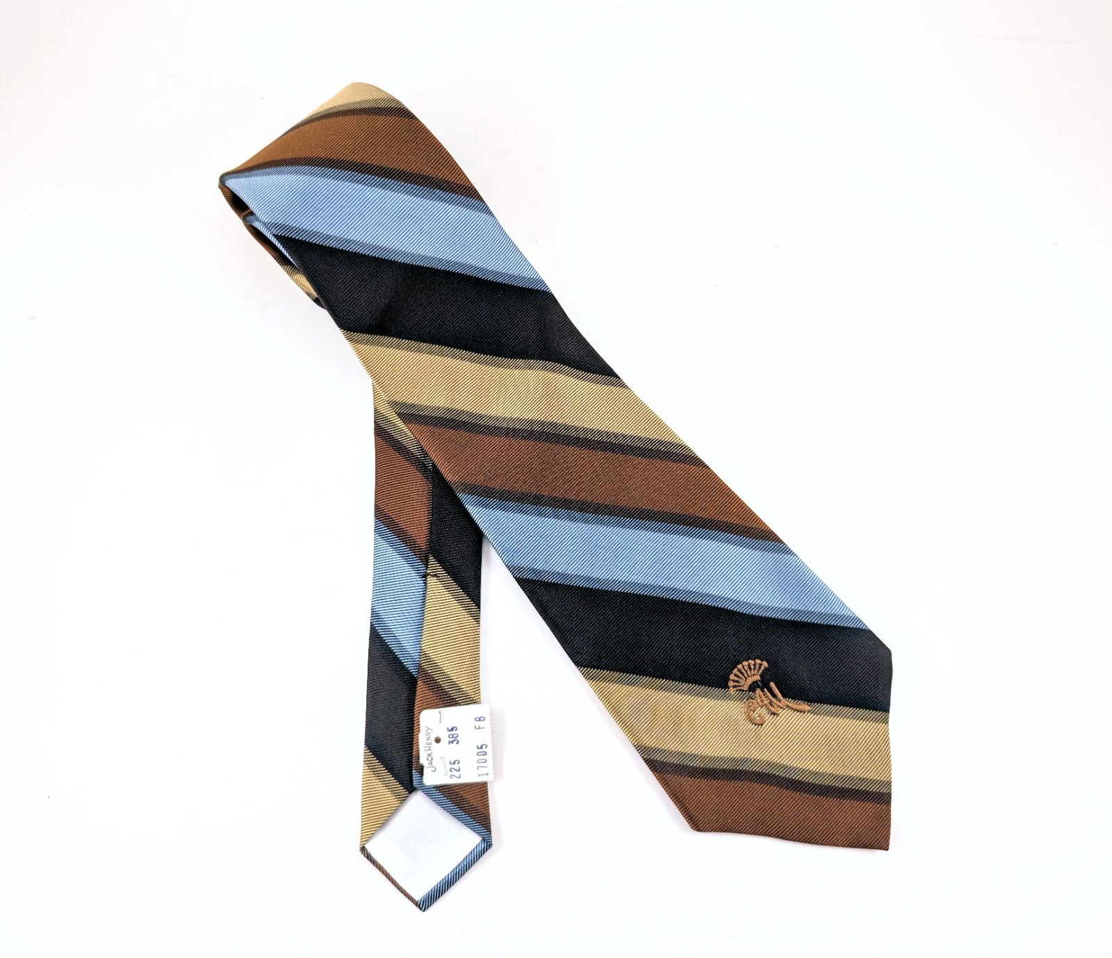 1970s COUNTESS MARA Necktie for Jack Henry Kansas City Vintage Blue Brown Stripe