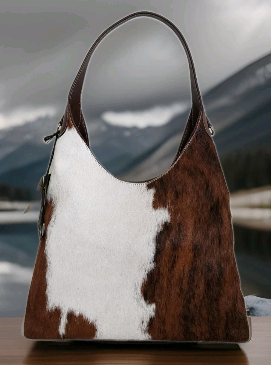 🌞CAVALCANTI ITALIAN DESIGNER HAIR CALF BROWN COWHIDE LEATHER LG HOBO BAG🌺NWT!