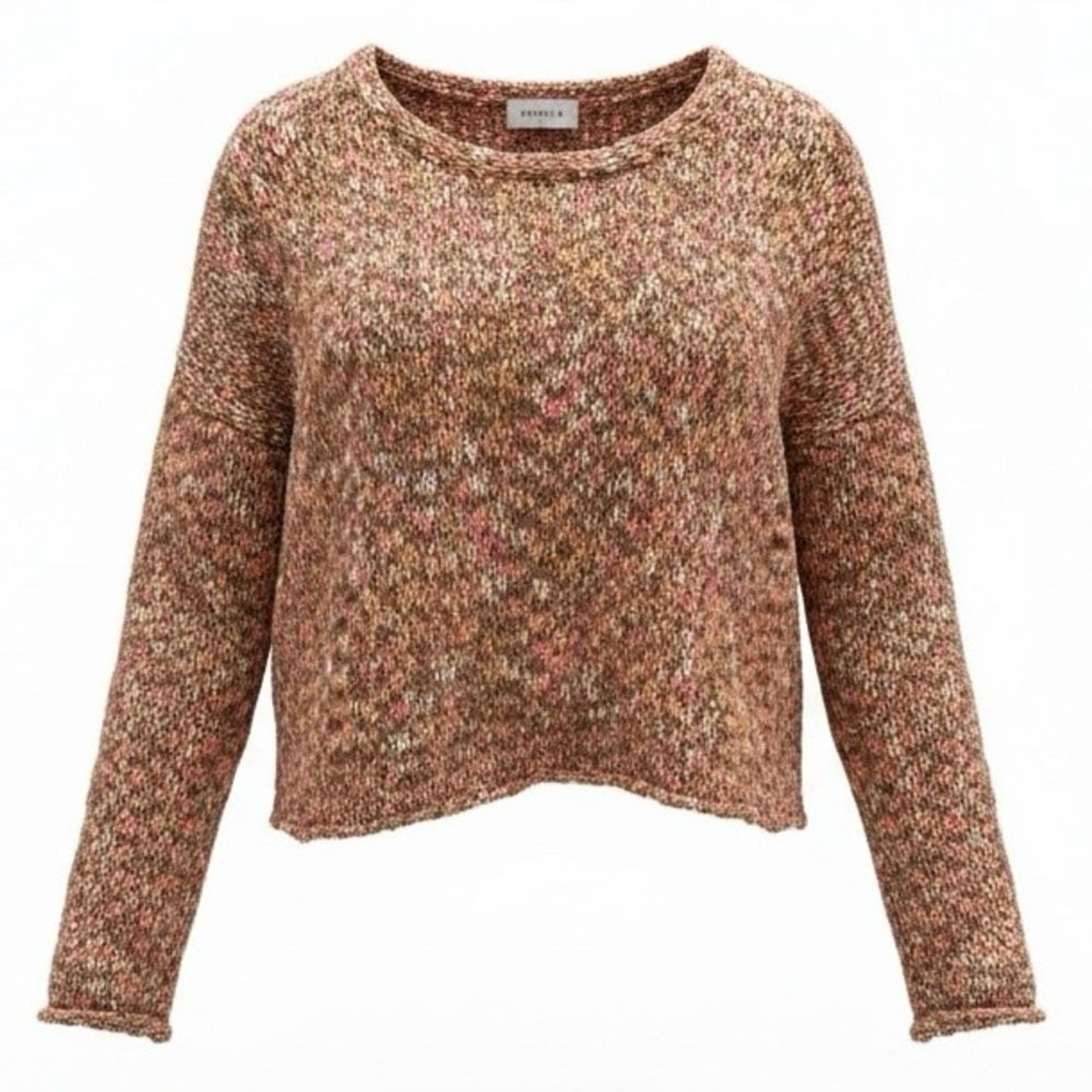 Storia Brown Pink Multicolor Confetti Chunky Knit Sweater Size Medium
