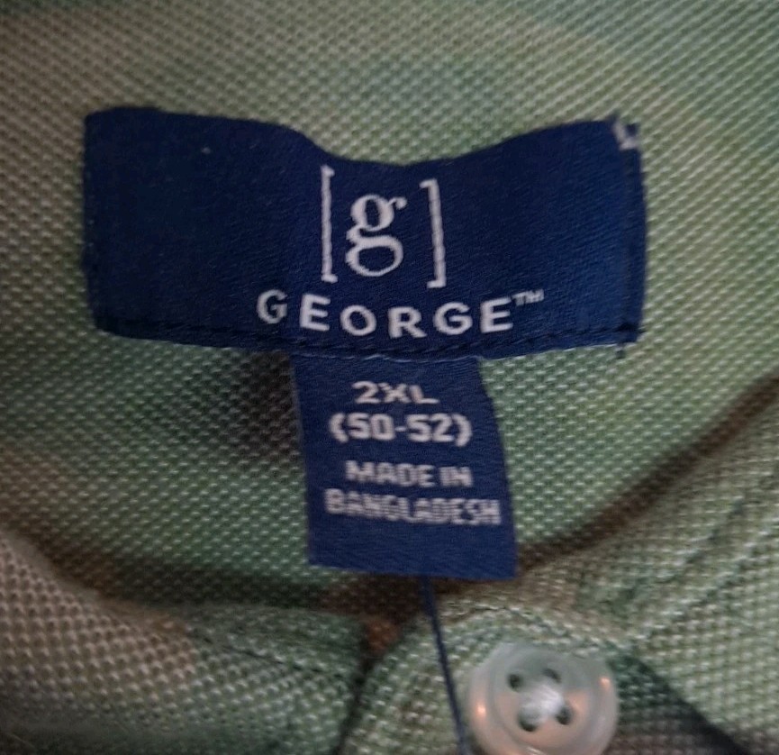 NWT Mens GEORGE Knit Button Down Collared Shirt Size 2XL 50-52 Faded Spruce