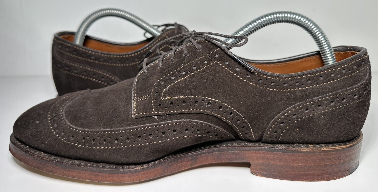 Allen Edmonds Player’s Shoe Wingtip Dress Dark Brown Suede Shoes Mens Size 7D