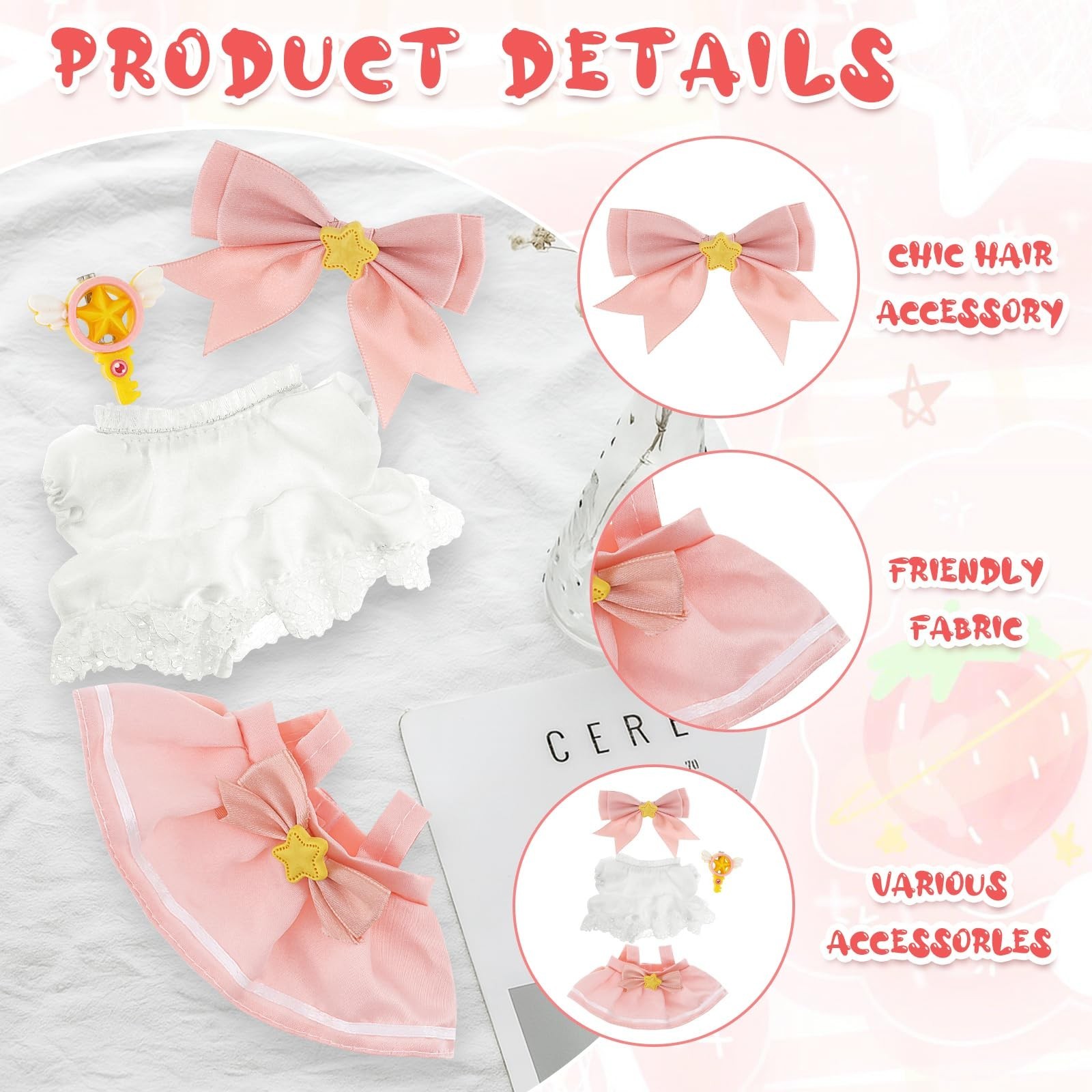 17cm Doll Outfits,4Pcs Clothes for 17cm Doll, Anime Cosplay Dress Cute Outfit…