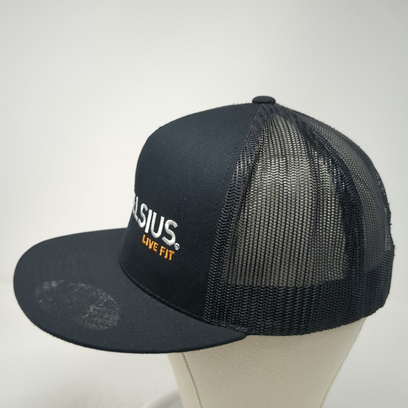 Yupoong Celsius Live Fit Trucker Hat Black OSFM Fitness Energy Drink Snapback