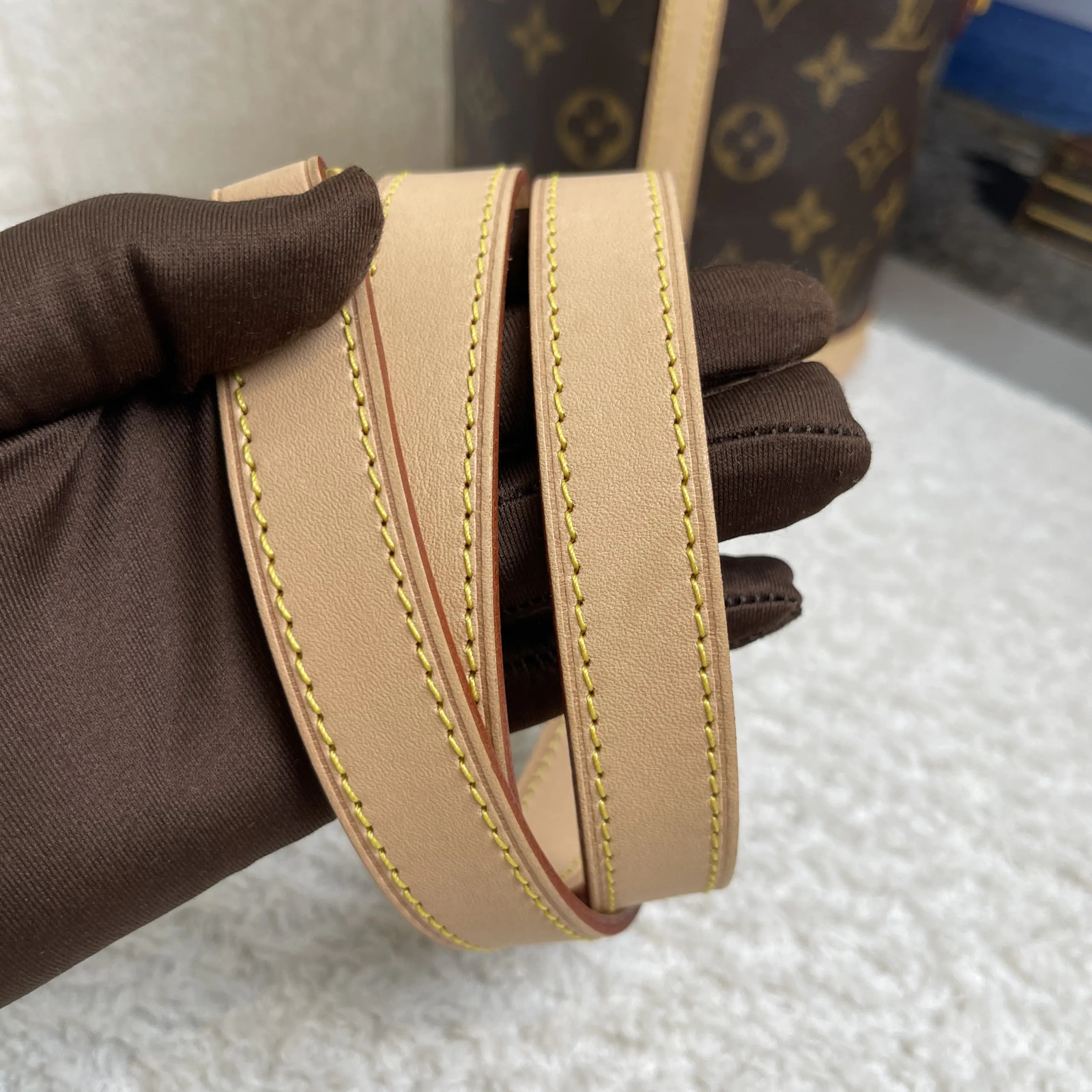 Louis Vuitton Duffle Monogram Bag Brown Leather Strap