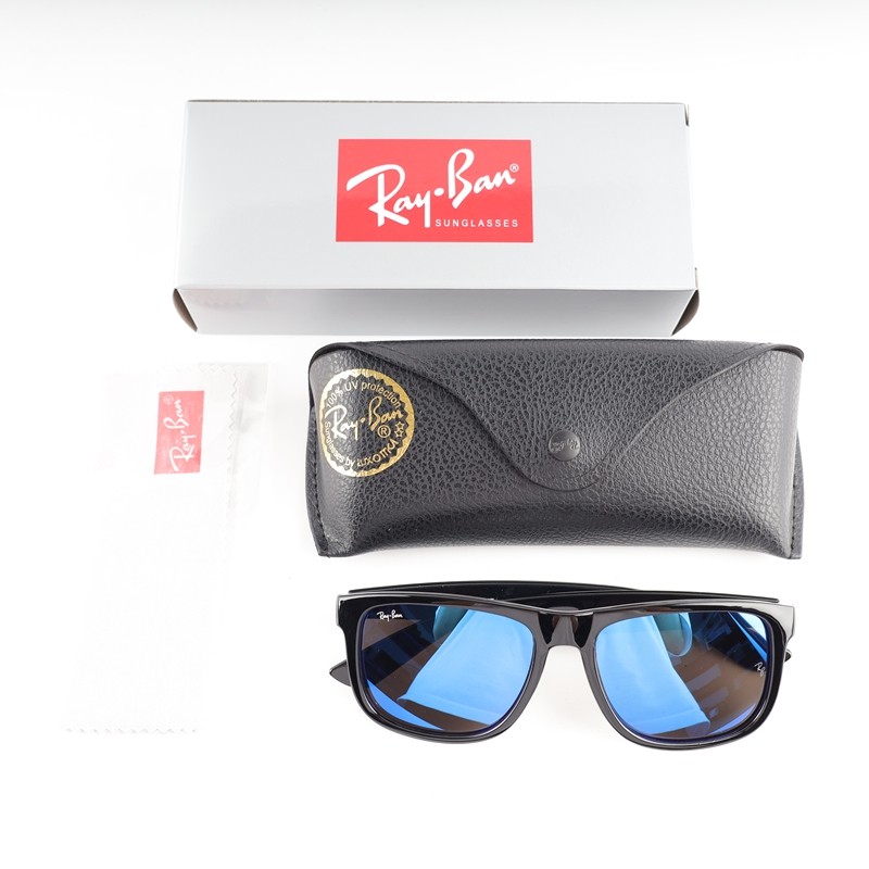 1Pcs R-B Justin RB4165 622/55 Rubber Black Blue Mirror Polarized Sunglasses 54mm